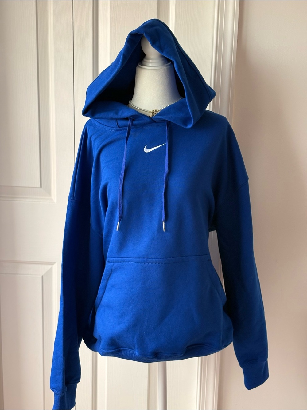 Nike Blue Women's Pullover Hoodie with White Swoosh